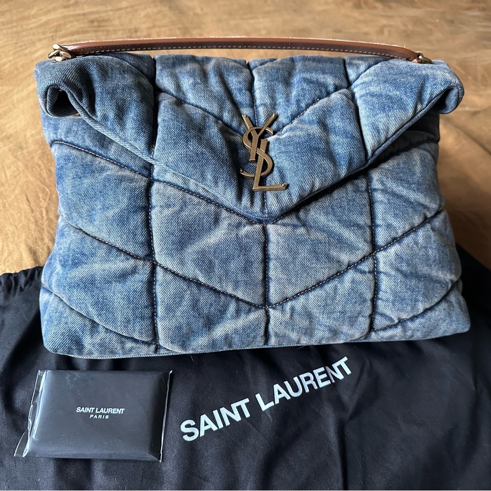 Saint Laurent Denim Quilted Medium Loulou Puffer